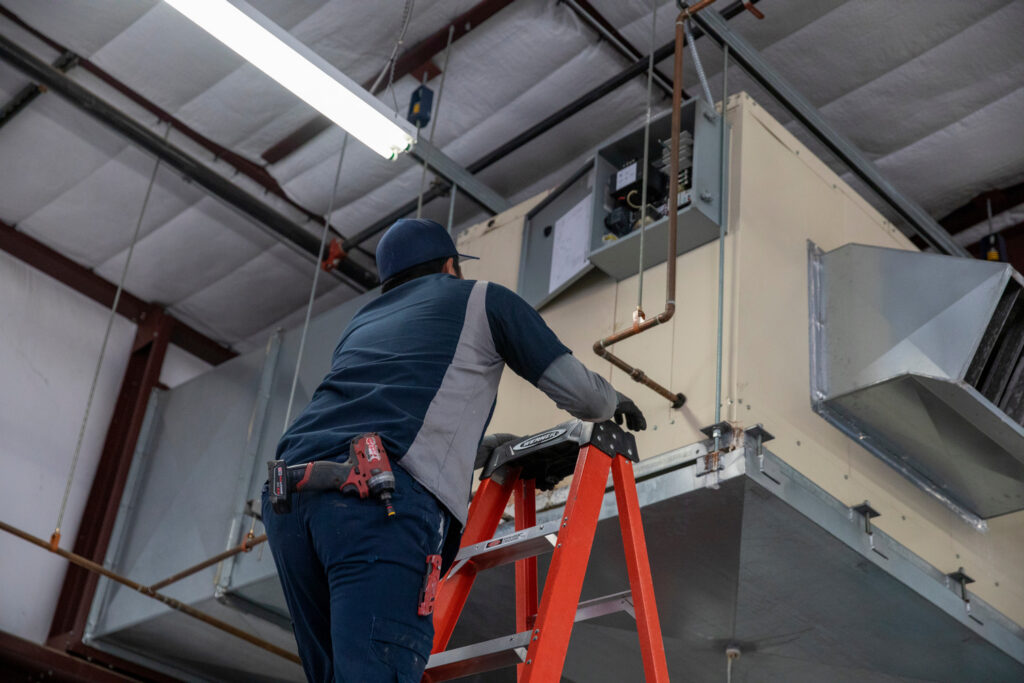 HVAC installation in roof