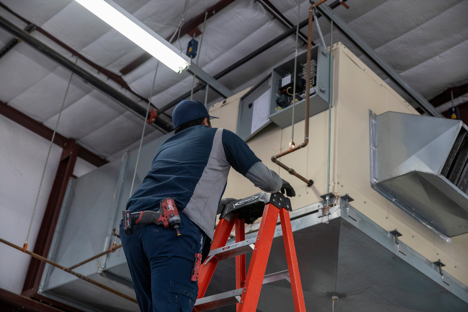 HVAC installation in roof