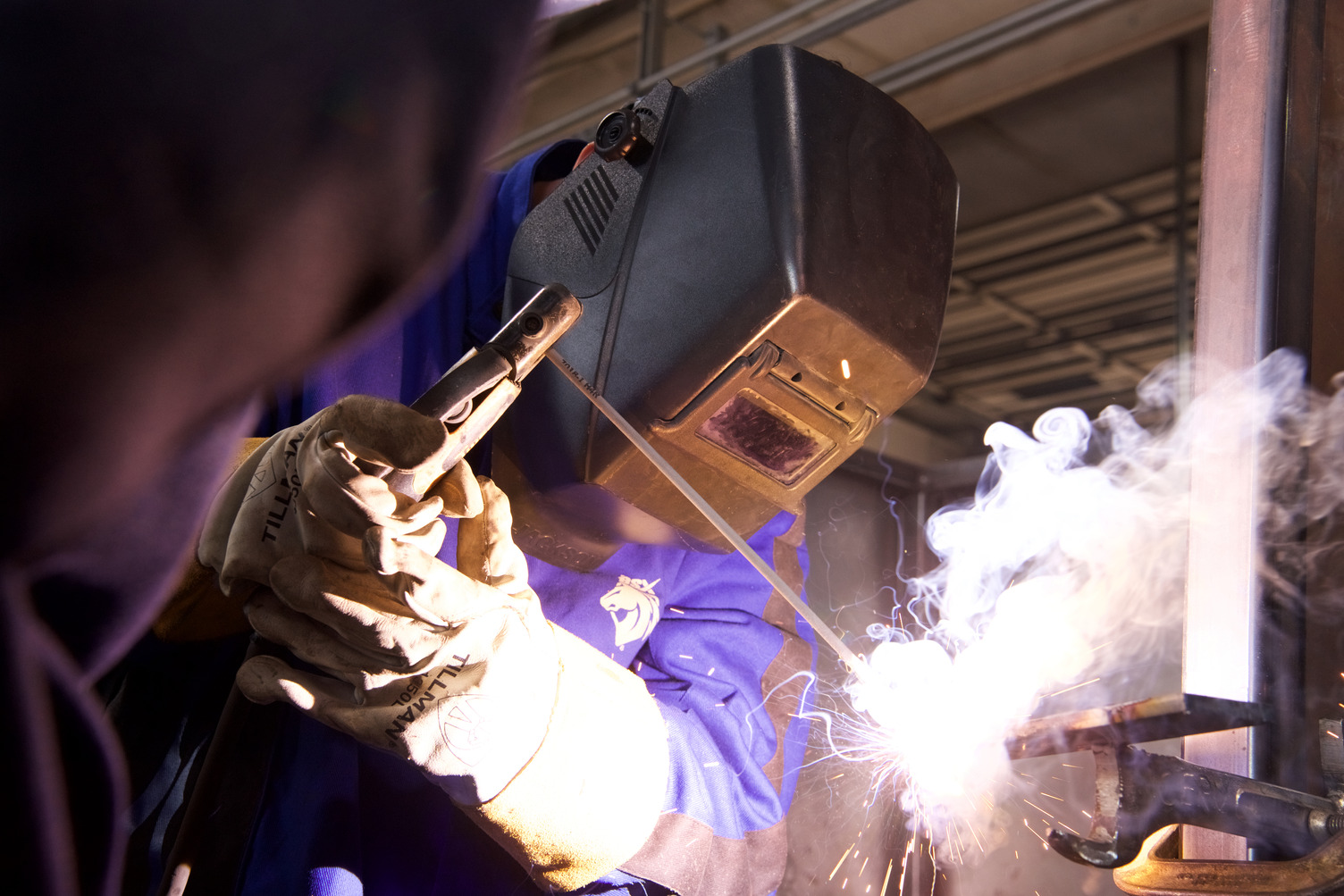 Professional welder in action