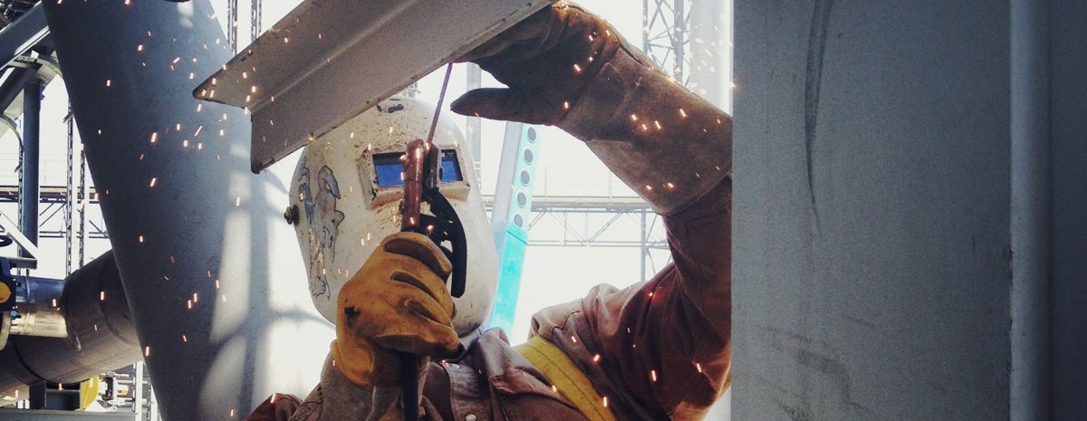 welder using eye protection